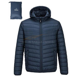 Chaquetas acolchadas ligeras con capucha para hombre de fabricante OEM abrigo hinchado resistente al agua cálido diseño personalizado Serigrafía - Product Image 1