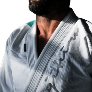 Kimono de Jiu Jitsu Brasileño Ligero de 450G, Tejido Pearl Weave, Color Blanco Menta, Uniforme de Entrenamiento Transpirable, Pantalones Ripstop - Product Image 6