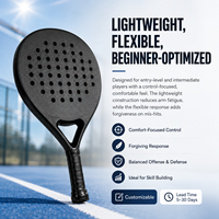 Raqueta de Pádel JAS 3K Carbono Ligera Flexible para Principiantes, Personalizada, OEM, Muestra de Fábrica, Forma de Lágrima, Diamante, Redonda