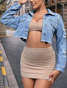 Usine pas cher prix haute qualité femmes Denim veste meilleures ventes vestes 2024 avec logo personnalisé taille et couleur Demin veste - Product Image 2