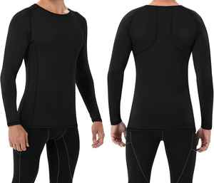 <b>Men's</b> <b>Compression</b> Gym Training Set Solid Pattern Breathable Long Sleeve Shirt <b>Shorts</b> Custom Logo Eco-Friendly Elastic Waist for - Product Image 2