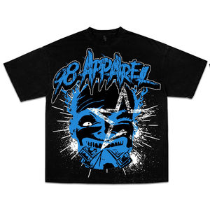 Diseño personalizado y gráficos de logotipo Vintage 100% algodón transpirable 320gsm Unisex Impresión digital Negro Camiseta de lavado de gran tamaño - Product Image 2