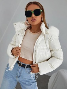 Veste matelassée pour femme, vêtement décontracté tendance, hiver, chaude, imperméable, respirante, tissée, légère - Product Image 3