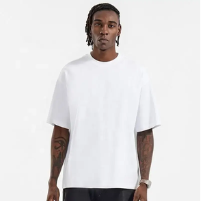 T-shirts pour hommes en coton 100% de haute qualité, coupe ample, poids lourd, impression personnalisée, broderie sur mesure - Product Image 2