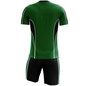Uniformes de fútbol de la mejor calidad, conjuntos de camisetas, Camiseta verde y uniforme de fútbol de cuello redondo cómodo transpirable corto negro - Product Image 2
