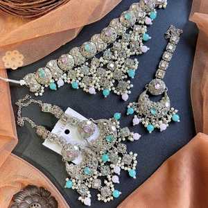 Moda Retro gota colgante doble perla collar novia clavícula cadena pendientes luz lujo joyería conjunto para mujeres al por mayor - Product Image 2