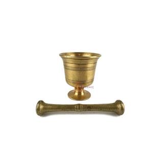 Premium Gold Finished Brass Made Spice Grinding And <b>Pill</b> Crushing <b>Pot</b> Mortar & Pestle For Home Kitchen Use Mortar & Pestle - Product Image 5
