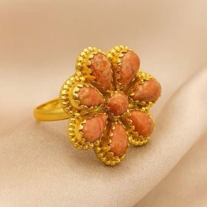 Anillo de plata de ley 925 con forma de ostra naranja, anillo chapado en oro amarillo y oro rosa, anillo hecho a mano para mujer - Product Image 1