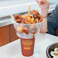 Gobelet jetable en plastique pour snacks et boissons, gobelet à thé au lait avec bol à snacks, gobelets à bubble tea 2-en-1 avec plateau à frites et logo personnalisé
