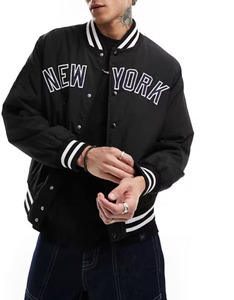 Chaqueta universitaria de diseño personalizado para hombre, chaqueta bomber con mangas de cuero, bordado de chenilla, chaqueta universitaria de béisbol Letterman Varsity - Product Image 5