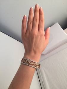 Diamond <b>Bangle</b> <b>Bracelet</b> 925 <b>Sterling</b> <b>Silver</b> And 18k Gold Diamond <b>Bangle</b> Hinged <b>Bangle</b> <b>Bracelet</b> For Women's Fashion Jewelry - Product Image 2