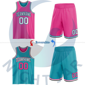 Personalizado Reversible Verde Azulado Rosa-Blanco Sublimación de Doble Cara Traje de Baloncesto Jersey - Product Image 2