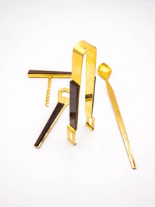 Juego de herramientas de barra de metal con acabado dorado con detalles de madera elegantes accesorios de cóctel Premium para Barra de casa y uso profesional - Product Image 3