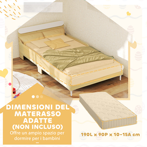 AIYAPLAY Cama Infantil 3-10 Años Baja con Rieles Laterales Altos, Madera, 194,8x103x60,5 cm, Color Blanco y Madera - Product Image 4