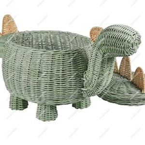 Nuevo artículo, cesta de dinosaurio pequeño, cesta de almacenamiento de ratán Natural para niños, bonita cesta de lavandería hecha a mano, regalo para niños - Product Image 5