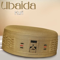 Chapeau de prière musulman Ubaida Kufi avec logo personnalisé, en polyester, vente en gros, couvre-chef islamique pour hommes, accessoires pour adultes, nouveau design