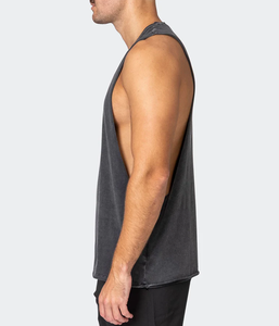 Hot Selling Custom Vintage Acid Washed Loose Fit Casual tank Tops Drop Arms Whole <b>Gym</b> Fitness <b>Men's</b> tank Top 100% CottonTank Top - Product Image 4