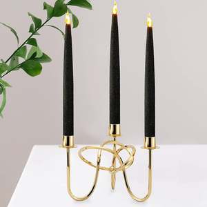 Candlestick Desk Decor Cone Holder Stand Metal Candle Stand Iron Art Candle Holder Pillar Candle Gold Table Decor Gold Trim - Product Image 6