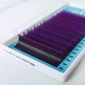 Extensions de cils Ombre faites au Vietnam 0.15mm cils naturels D 0.10 Mix 8-15 faux cils violet Ombre pour la fête d'Halloween - Product Image 1