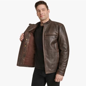 Chaqueta de moto de cuero para hombre-Chaqueta de motorista duradera y protectora con estilo clásico, perfecta para montar - Product Image 2