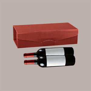 Boîte cadeau de luxe en papier Bordeaux effet soie pour 2 bouteilles 340x180x90 mm, lot de 10 pièces pour cadeaux haut de gamme - Product Image 3