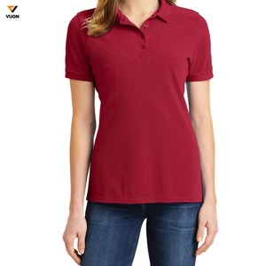 เสื้อโปโลผ้าคอตตอนผ้าโพลีเอสเตอร์สำหรับผู้หญิงเสื้อโปโลผ้าคอตตอนผ้าโพลีเอสเตอร์ออกแบบได้ตามต้องการ - Product Image 5
