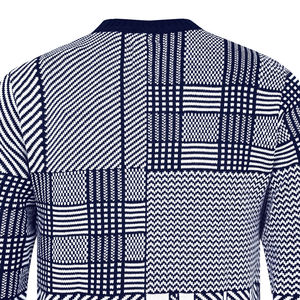 100% High Quality Cotton Navy Geometric Mock Neck <b>Sweater</b> Breathable Anti-Wrinkle Anti-Shrink Customizable Logo Front Fit for - Product Image 5