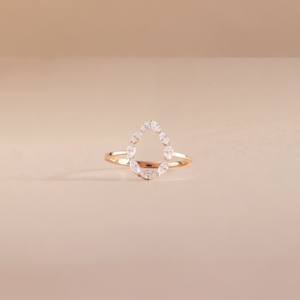 925แหวนเงินสเตอร์ลิง18K ชุบทอง18K 8x6มม. ทรงลูกแพร์ด้วยการตั้งค่า CZ สำหรับผู้หญิงทำด้วยมือส่วนประกอบเครื่องประดับชั้นดี - Product Image 6