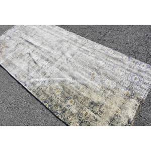 Alfombra turca blanca y azul Vintage, 3,8x8,2 pies, látex de lana, área grande, forma Rectangular, Tabriz abstracto para habitación de adolescentes, alfombra - Product Image 4