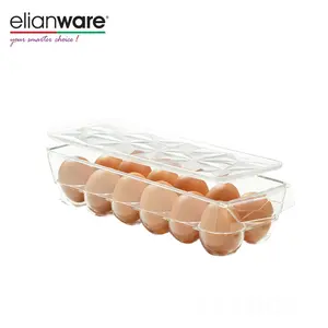 Elianware उच्च गुणवत्ता BPA मुक्त प्लास्टिक एक्रिलिक PMMA ग्लास ढक्कन के साथ खाद्य ग्रेड फ्रिज आयोजक प्रीमियम अंडा धारक बरतन