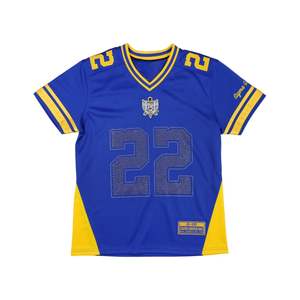 Sigma Gamma Rho SGRho Greek Sorority Royal Blue Gold Maillot de football 100% polyester avec logos brodés épaules avant et arrière - Product Image 1