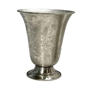 Vase à fleurs en métal argenté, Texture faite à la main, Pot de fleurs, ensemble de 2 pour décoration de fête et de mariage - Product Image 3