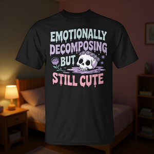 Camiseta Promocional con Diseño Gótico, Suave, para la Salud Mental, Linda pero Espeluznante - Product Image 3