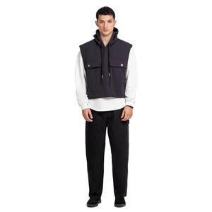 Gilet à capuche superposé Streetwear pour hommes poches utilitaires sans manches veste à capuche de mode décontractée pour superposer des vêtements d'extérieur légers - Product Image 2
