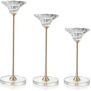 Juego moderno de 3 candelabros de cristal transparente y candelabros decorativos para decoración del hogar boda fiesta aniversario - Product Image 5