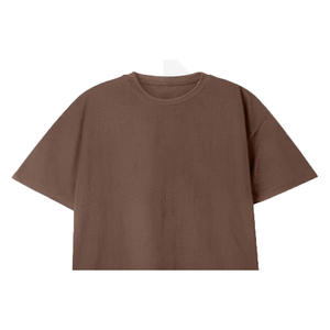 Camiseta Larga de Manga Media con Cuello Redondo para Mujer, Talla Grande, 100% Algodón Orgánico, Transpirable, Ecológica, Informal, Color Marrón - Product Image 3