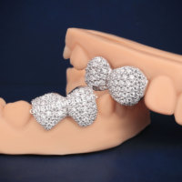 Personnalisé Hip Hop Grillz VVS Glacé Haute Qualité Moissanite Top 4 Bottom 4 Argent 925 Grillz Pass Diamant Test Fine Jewelry