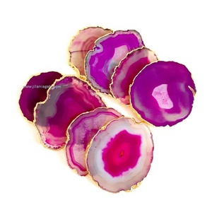 Bán Buôn Bảng Trang Trí Vàng-Mạ Màu Hồng Agate Thạch Anh Tình Yêu Bán Quý Đá Thủ Công Mỹ Nghệ Hot Bán Cup Chủ Đá Quý Lát - Product Image 2