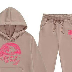 Sudadera con capucha y pantalones acampanados con estampado DTG personalizado para hombre, chándal, conjunto informal de 2 piezas, ropa de calle de moda - Product Image 6