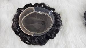 Peluca de cabello humano Remy indio modelo Q10 para hombre, técnica de tupé de trama única frontal de encaje 100% para solución de calvicie - Product Image 4