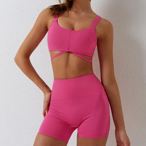 Ensemble de vêtements de sport pour femmes, coupe classique, respirant, fitness, ensemble de shorts 2 pièces, spandex/polyester, séchage rapide, respectueux de l'environnement - Product Image 3