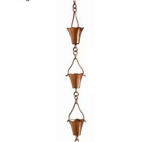 Fabricant décoratif en gros de cuivre chaîne de pluie en métal suspendue en cuivre pur naturel pour ornement de maison en métal de jardin - Product Image 3