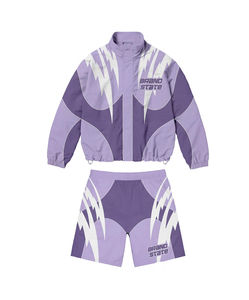 OEM personnalisé deux pièces en nylon Sublimation coupe-vent survêtement personnalisé polyester vintage Streetwear fermeture éclair coupe-vent ensembles shorts - Product Image 5