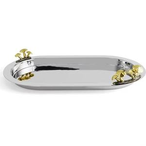 Plateau en acier inoxydable le plus vendu avec des accents floraux contraste magnifiquement avec la vapeur qui monte de la nourriture fraîchement cuisinée - Product Image 4