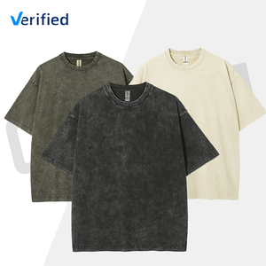 2025 printemps été Vintage en détresse lavé hommes t-shirts surdimensionnés personnalisés votre propre Logo 100% coton lourd lavage à l'acide T-Shirt - Product Image 3