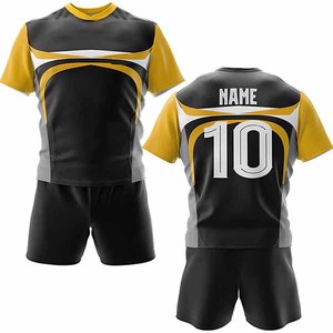 Uniformes de rugby negros y dorados Elite Teamwear con tela de alta calidad de ajuste personalizado para mayor durabilidad y máximo rendimiento en el campo - Product Image 1