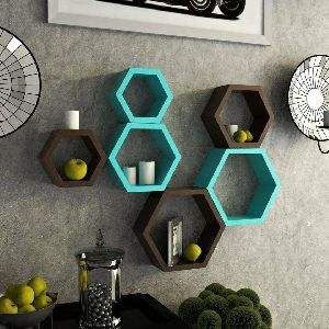 Estantes de plantas para pared, estantería Hexagonal flotante de Color panal de abeja para exhibición de madera, marco de pared - Product Image 6