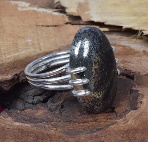 Bague Apache en argent sterling 925 de forme ovale en pierre naturelle Bijoux faits à la main Cadeau de Noël - Product Image 2