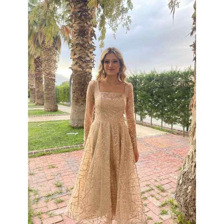 Long Tulle Sleeves Square Collar Glitter Printed Midi Evening Dress Ht8354 8354