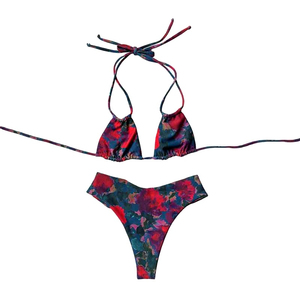 Ensemble bikini femme à pois avec armatures, décolleté bandeau, bas de maillot hipster, 2 pièces, maillot de bain extensible en tissu tricoté, impression par transfert thermique - Product Image 5